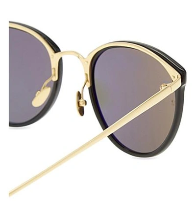 Shop Linda Farrow Lfl512 Oval-frame Sunglasses In Black Yellow Gold