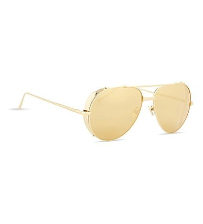 Shop Linda Farrow Lfl426 Aviator Sunglasses In Yellow Gold