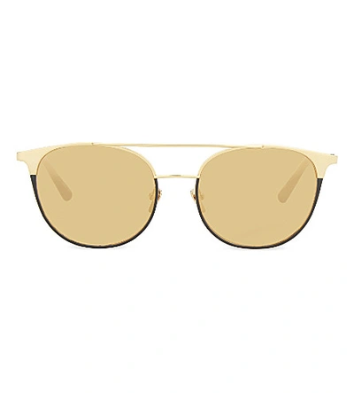 Linda Farrow Lfl421 Square-frame Sunglasses In Yellow Gold & Black