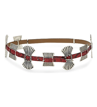 Toga Leather Metalwork Belt In Red