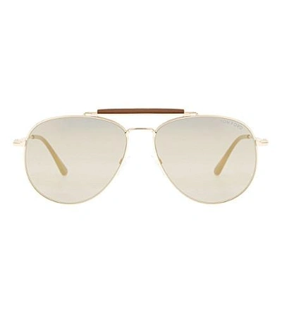 Shop Tom Ford Sean Tf536 Aviator Sunglasses In Pink Gold
