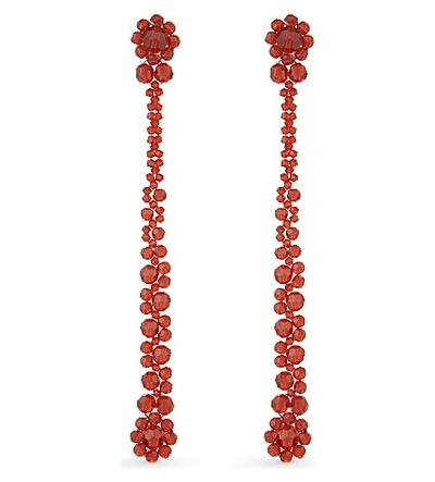 Simone Rocha Stiletto Floral Drop Earrings In Red