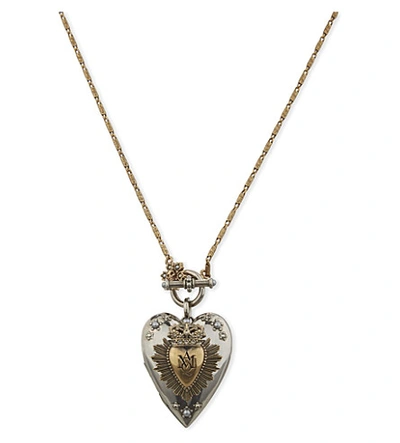 Shop Alexander Mcqueen Heart Locket Necklace In Silver Gold