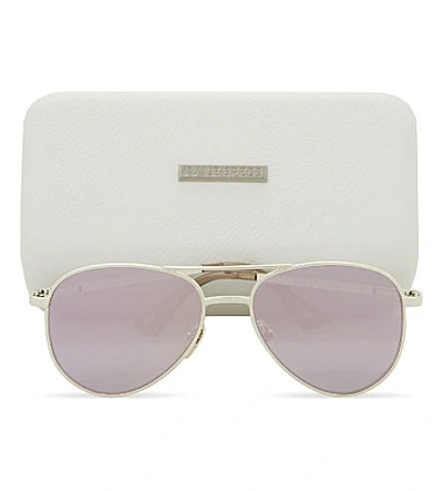 Shop Le Specs Imperium Aviator-style Rose-gold Sunglasses