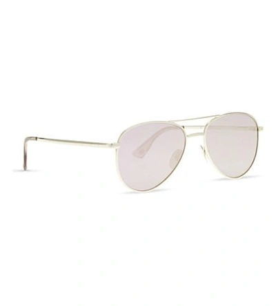 Shop Le Specs Imperium Aviator-style Rose-gold Sunglasses