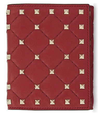 Valentino Garavani Rockstud Small Leather French Wallet In Red