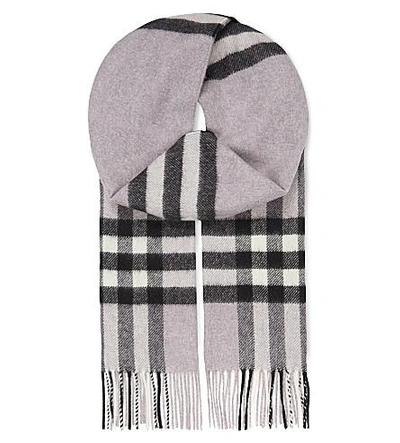 Shop Burberry Giant Check Cashmere Scarf In Dusty Lilac