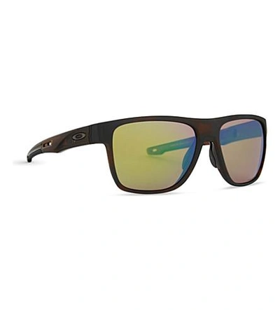 Shop Oakley Oo9360 58 Crossrange Square-frame Mirror Lens Sunglasses In Matte Tortoise
