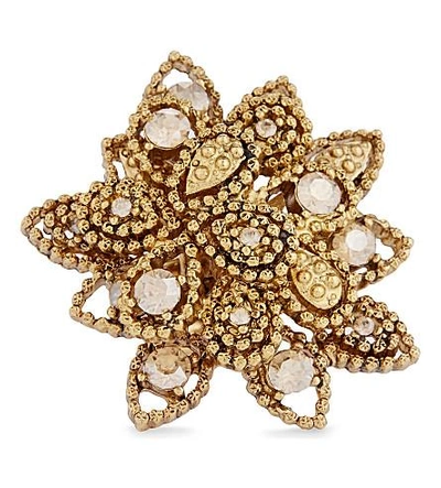 Shop Oscar De La Renta Petals Cocktail Ring In Cry Gold Shadow