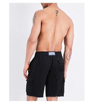 Shop Vilebrequin Bermuda Linen Swim Shorts In Black