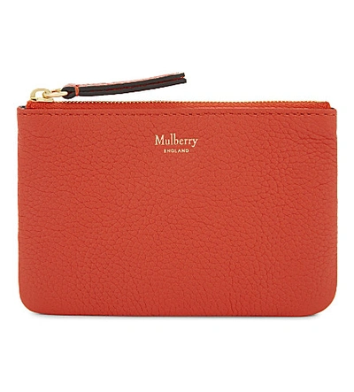 Mulberry Grained Leather Coin Pouch In Fiery Red