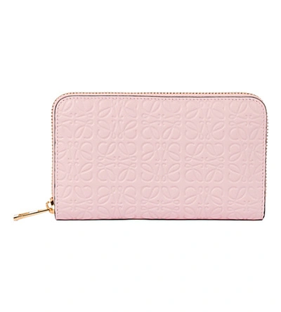 Shop Loewe Medium Engraved Logo Zip-around Wallet In Soft Pink
