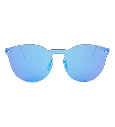 Shop Illesteva Leonard Ii Mask Round Sunglasses In Royal Blue
