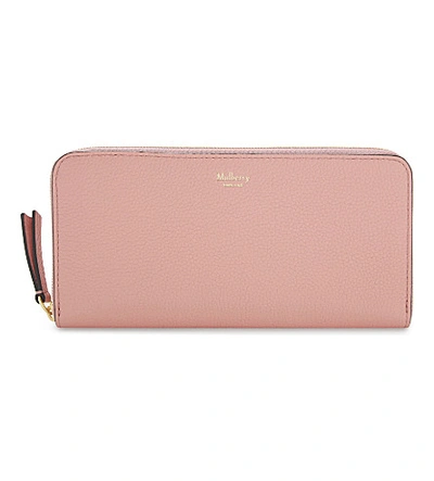Mulberry Grained Leather Zip-around Wallet In Macaroon Pink
