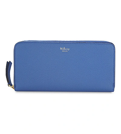 Shop Mulberry Grained Leather Zip-around Wallet In Porcelain Blue