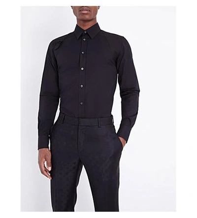 Shop Alexander Mcqueen Slim-fit Stretch-cotton Shirt In Black