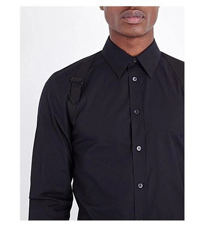 Shop Alexander Mcqueen Slim-fit Stretch-cotton Shirt In Black