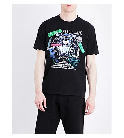 Shop Kenzo Tiger Flyer-print Cotton-jersey T-shirt In Black