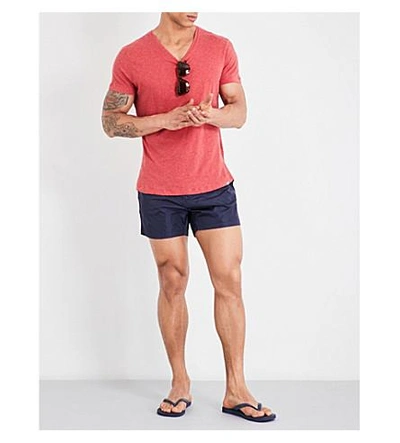 Moncler Logo Plaque Swimming Trunks In Navy