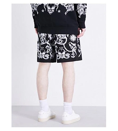 Shop Givenchy Tattoo-print Cotton-twill Shorts In Black
