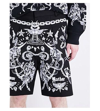 Shop Givenchy Tattoo-print Cotton-twill Shorts In Black