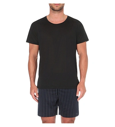 Shop La Perla Crewneck Silk And Cotton-blend T-shirt In Black