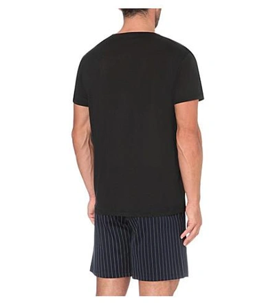 Shop La Perla Crewneck Silk And Cotton-blend T-shirt In Black