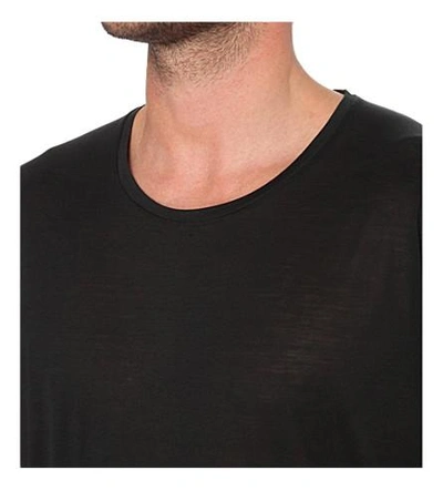 Shop La Perla Crewneck Silk And Cotton-blend T-shirt In Black