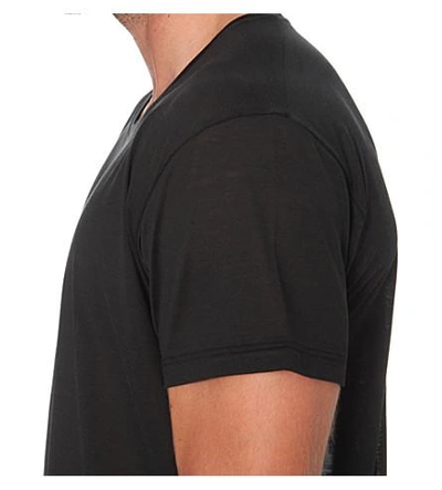 Shop La Perla Crewneck Silk And Cotton-blend T-shirt In Black