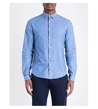 Shop Sandro Regular-fit Cotton Shirt In Blue