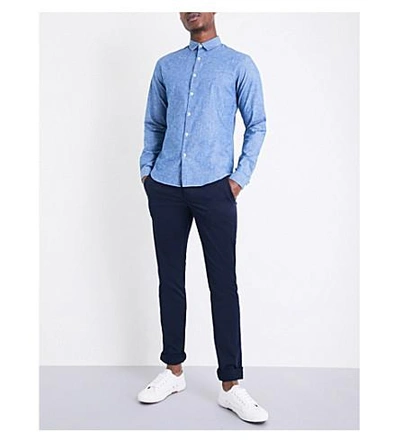 Shop Sandro Regular-fit Cotton Shirt In Blue