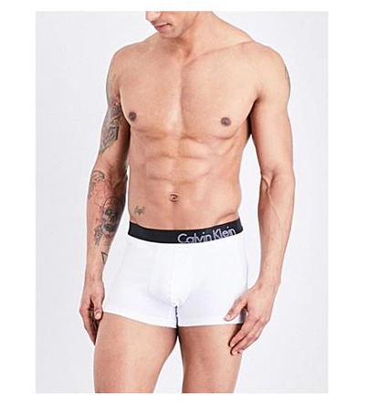 Shop Calvin Klein Edge Classic-fit Stretch-cotton Trunks In White