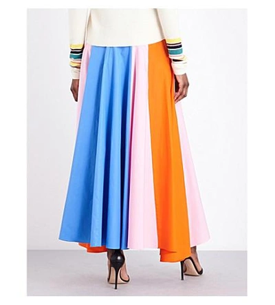 Shop Peter Pilotto Contrast-panel Cotton Midi Skirt In Multi