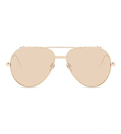 Shop Linda Farrow Lfl426 Aviator Sunglasses In Rose Gold