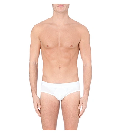 Shop La Perla Branded Cotton Briefs In White