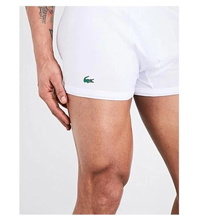 Shop Lacoste Branded Pack Of Three Stretch-cotton Trunks In White