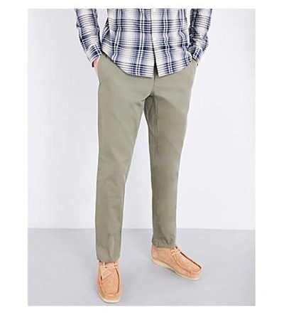 Shop Apc Regular-fit Tapered Cotton Chinos In Kaki