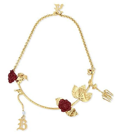 Shop Christopher Kane Beauty And The Beast Charm Necklace In Gold