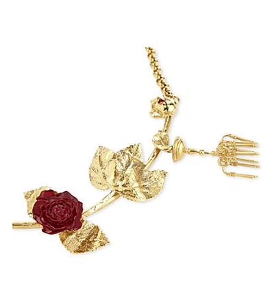 Shop Christopher Kane Beauty And The Beast Charm Necklace In Gold