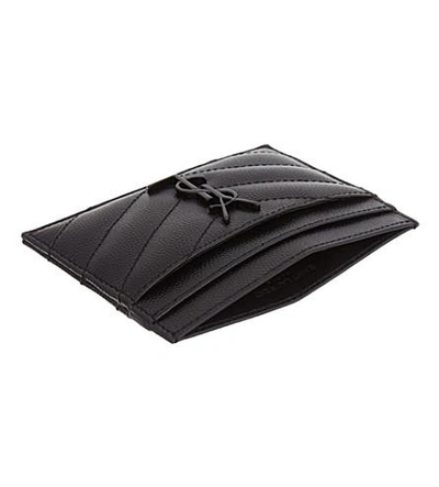 Shop Saint Laurent Womens Black Monogram Leather Cardholder