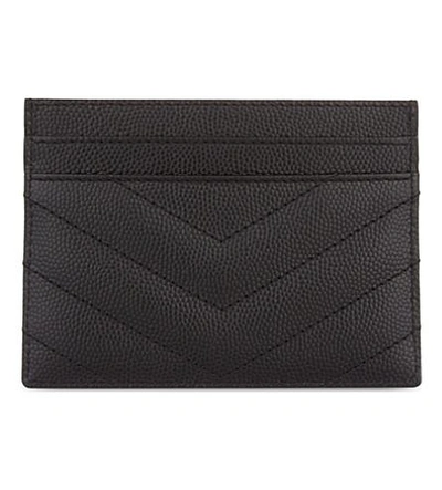 Shop Saint Laurent Womens Black Monogram Leather Cardholder