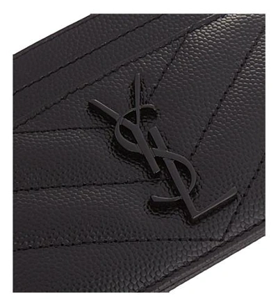 Shop Saint Laurent Womens Black Monogram Leather Cardholder