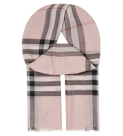 Shop Burberry Giant Check Wool-silk Scarf In Ash Rose