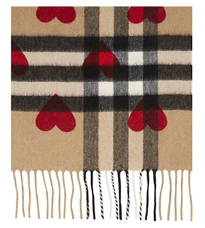 Shop Burberry Giant Heart Cashmere Scarf In Parade Red