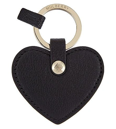 Shop Mulberry Heart Leather Keyring In Black