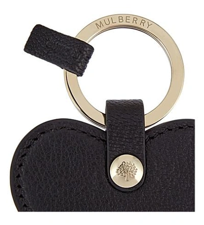 Shop Mulberry Heart Leather Keyring In Black