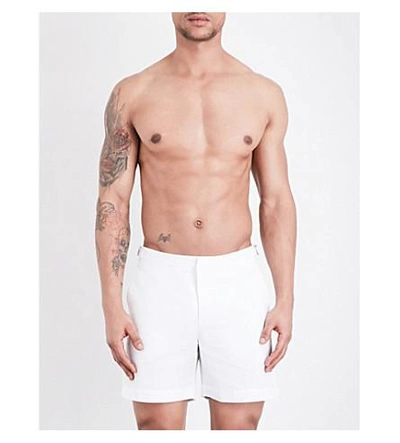 Shop Orlebar Brown Bulldog Linen And Cotton-blend Shorts In White