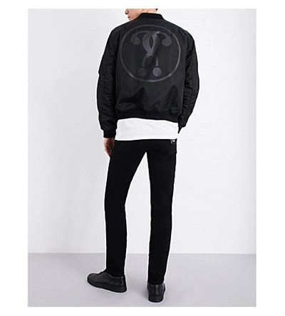 Shop Moschino Logo Shell Bomber Jacket In Black