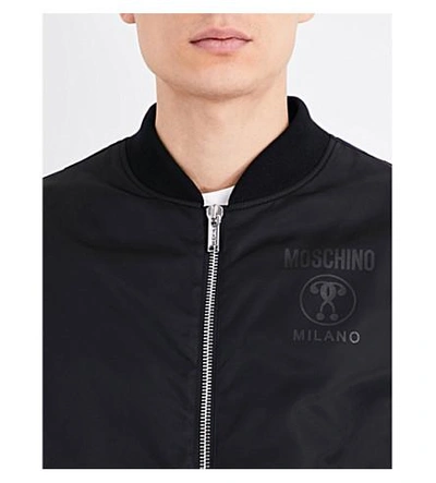 Shop Moschino Logo Shell Bomber Jacket In Black