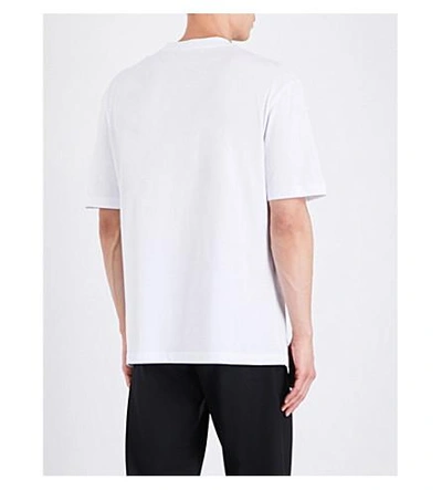 Shop Raf Simons Wave-print Cotton-jersey T-shirt In White